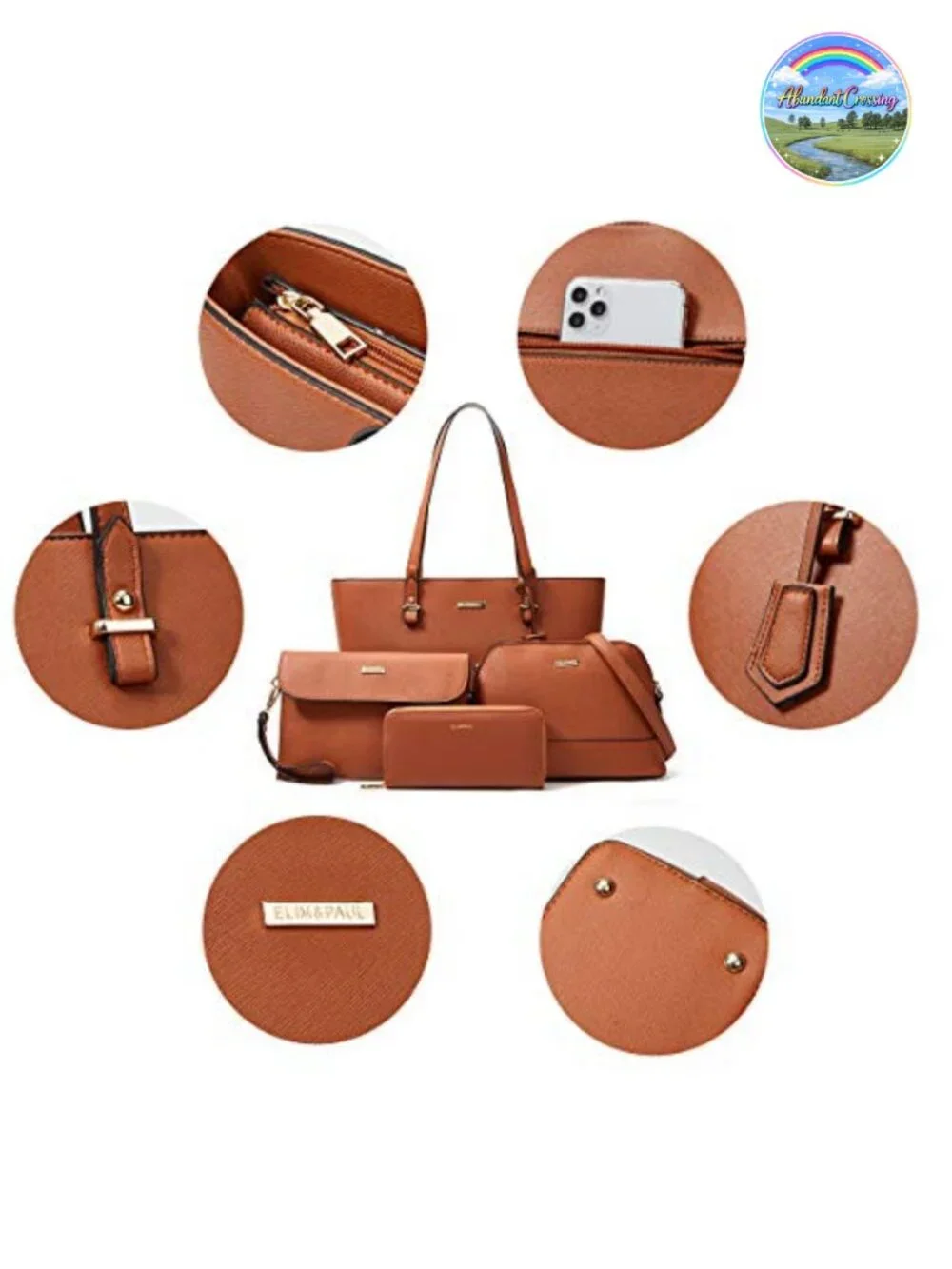Vegan Leather Satchel Handbag & Wallet Set with Shoulder Strap